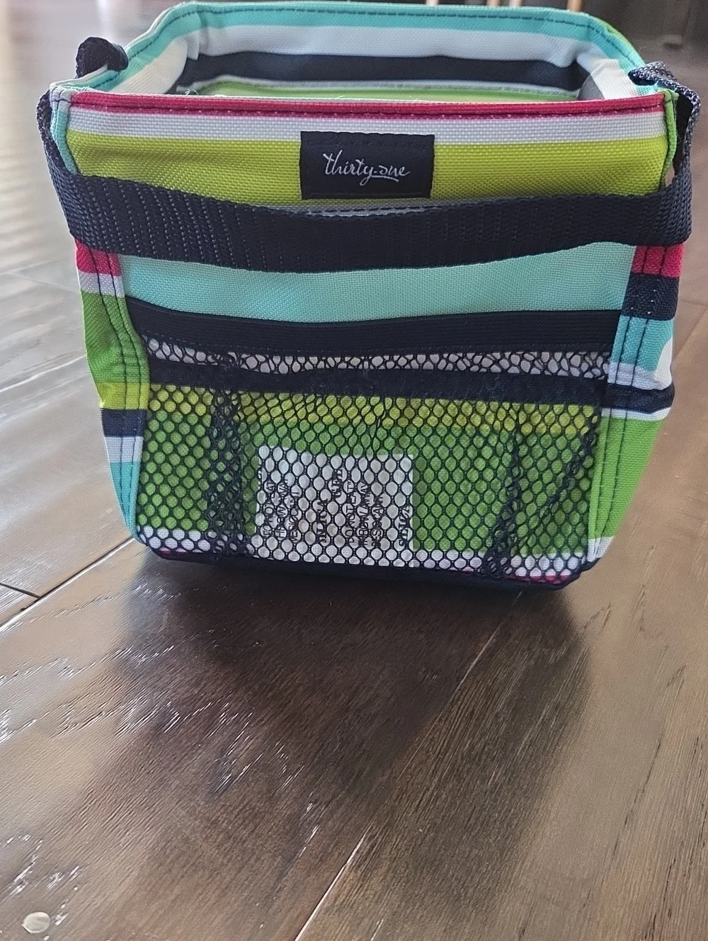 thirty-one Striped Fabric Storage Bin with Mesh Front Pocket
